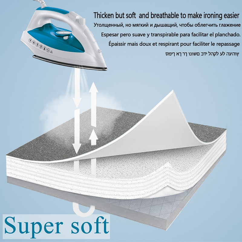 Lyginimo lentos užvalkalas Atsparus nudegimui, medvilninio audinio lyginimo užvalkalas su paminkštinimu, šilumą atspindintis, 140x50 cm