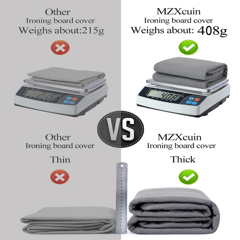 Lyginimo lentos užvalkalas Atsparus nudegimui, medvilninio audinio lyginimo užvalkalas su paminkštinimu, šilumą atspindintis, 140x50 cm