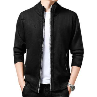 Vīriešu rudens jaciņa trikotāžas džemperis Vīriešu apģērbs Rāvējslēdzējs Trikotāžas džemperis Flīsa Homme Jauni ikdienas topi Trend Ikdienas jaka