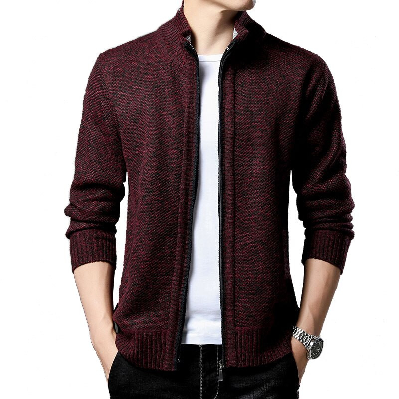 Vīriešu rudens jaciņa trikotāžas džemperis Vīriešu apģērbs Rāvējslēdzējs Trikotāžas džemperis Flīsa Homme Jauni ikdienas topi Trend Ikdienas jaka