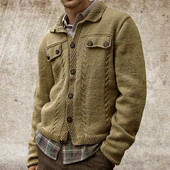 Vyriškas megztinis megztinis megztinis su kardiganu, 2021 m. kelių mygtukų ilgomis rankovėmis kvėpuojantis vienspalvis vyriškas vilnos megztinis ilgomis rankovėmis