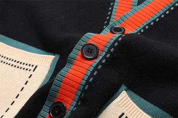 Υψηλής ποιότητας χρώματα σε αντίθεση γραμμή Διακόσμηση πλέξιμο Ζακέτα Ανδρικό μακρυμάνικο πουλόβερ με λεπτή εφαρμογή Ζακέτα ανδρικό παλτό
