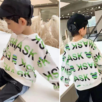Модно есенно-зимно горнище за момчета 2022 г. Суичър с дълъг ръкав Дебело детско облекло Раирана щампа Корейски спортни широки дрехи