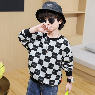 Zēnu 2022. gada modes rudens ziemas tops ar garām piedurknēm sporta krekls, biezs bērnu apģērbs, svītrains apdruka korejiešu sporta brīvs apģērbs