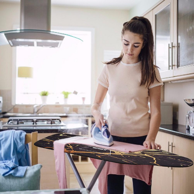 Gludināmā dēļa pārvalks ar marmora audumu, apdrukāts pret apdegumu, aizsargājošs, neslīdošs audekls gludināmā dēļa pārvalks ar elastīgām malām