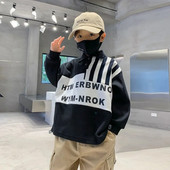 Baby Boys Letter Polo krekls ar apdruku džemperis, 2022. gada pavasaris, jauni bērnu labākie tērpi pusaudžiem, bērnu atloks, svītrains, garām piedurknēm