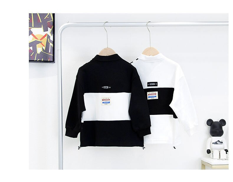 Baby Boys Letter Polo krekls ar apdruku džemperis, 2022. gada pavasaris, jauni bērnu labākie tērpi pusaudžiem, bērnu atloks, svītrains, garām piedurknēm