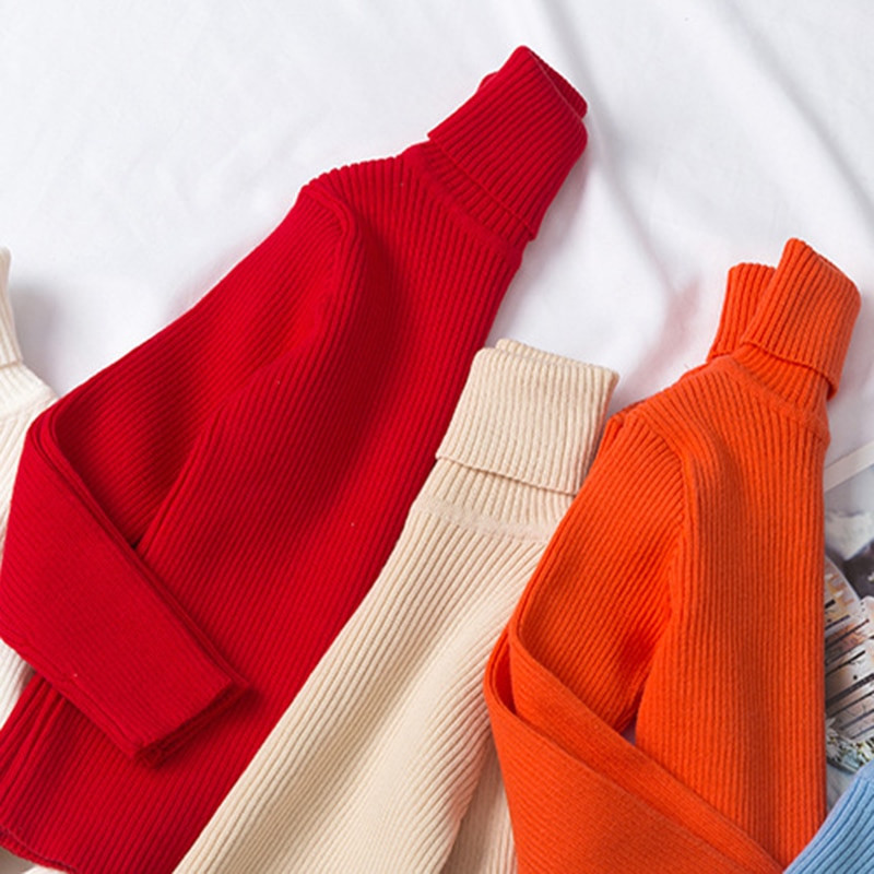 Džemperi Bērnu džemperi ar augstu apkakli garām piedurknēm džemperi mīksta vilna zēni meitenes adīt džemperi apakšas rudens ziema