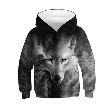 Νέα φούτερ Real Wolf 3D με κουκούλα για αγόρια Άνοιξη φθινόπωρο Μια ποικιλία από στυλ Παιδικά κουκούλα παλτό 4-14 ετών Εφηβικά ρούχα