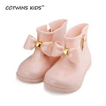 CCTWINS KIDS 2018 άνοιξη καλοκαίρι παιδικό pvc παπούτσι για κοριτσάκι φιόγκο μπότα βροχής αγόρι wellington μπότα παιδική μάρκα αδιάβροχη μπότα C1095