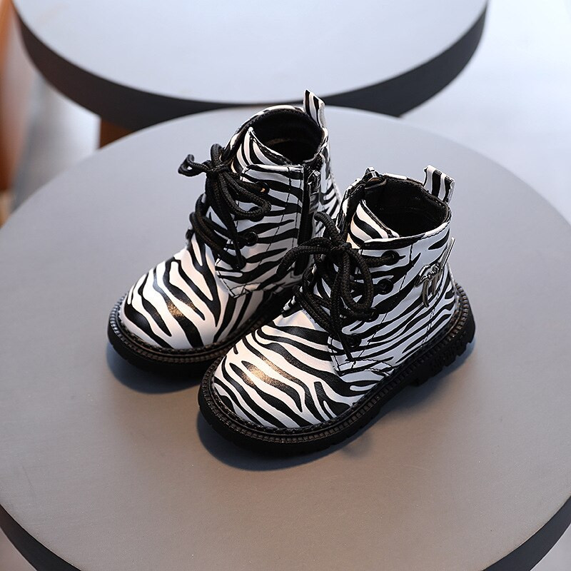 Unisex Φθινόπωρο Χειμώνας Παιδικές Κοντές Μπότες Street Style Ζέβρα Παπούτσια για αγόρια Μόδα ροζ λεοπάρ Παιδικές μπότες για κορίτσι E10081