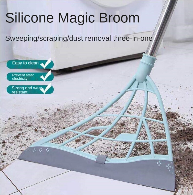 Silikona slota Korejas Magic Sweeping Clean Black Technology Scrape The Ground Mājsaimniecības tīrīšanas piederumi Magic Broom Telescopic