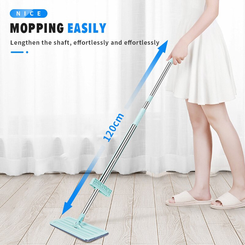 Pašizgriežamās plakanas mops Bezmaksas roku mazgāšana Magic Cleaner Mop Squeeze Mājsaimniecībai Automātiska dehidratācija Teleskopiski instrumenti Mājai Jauns