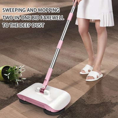 3 In 1 Sweeper Mop Vacuum Cleaner Hand Push Floor Cleaner,Upgrade Microfiber Sweeper Mop Brush Mop Thick Soft Household And Q9F5