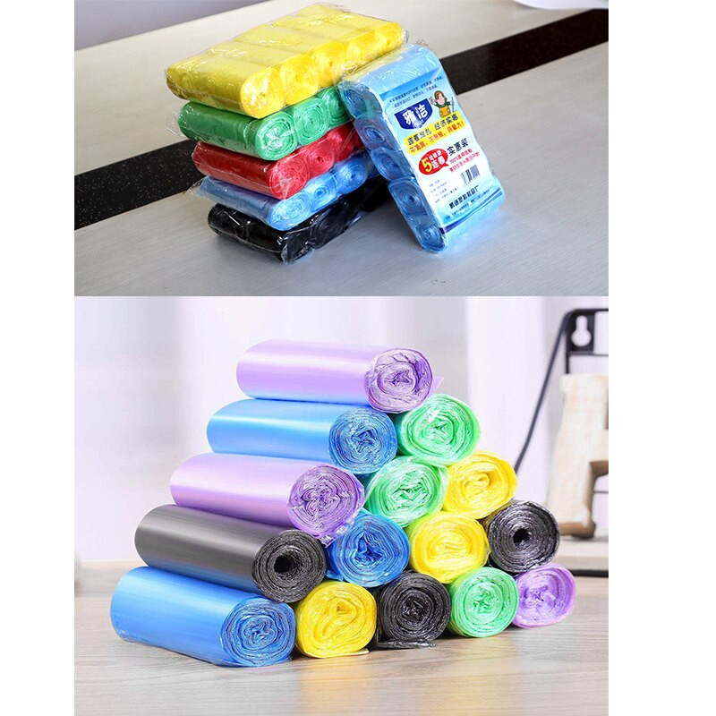 100 vnt 45 * 50 cm storio didelių spalvų klasifikacija plokščios burnos šiukšlių maišai buitiniai vienkartiniai 5 ritiniai plastikiniai šiukšlių maišai