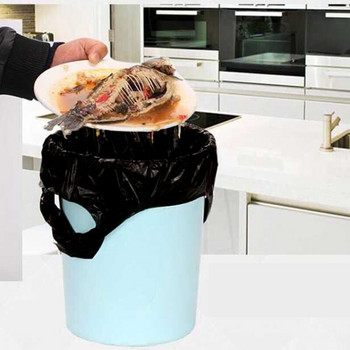 50 бр. Дръжки за торби за боклук Домакински черни торбички за боклук за еднократна употреба Преносими удебелени найлонови торбички Кухненски кош за боклук Торбички за боклук