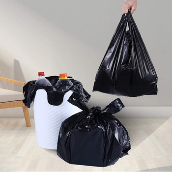 50 бр. Дръжки за торби за боклук Домакински черни торбички за боклук за еднократна употреба Преносими удебелени найлонови торбички Кухненски кош за боклук Торбички за боклук
