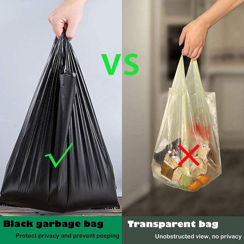 50 vnt Šiukšlių maišai Rankena buitinis vienkartinis juodas šiukšlių maišelis Nešiojamas sutirštintas plastikinis maišelis Virtuvės šiukšlių dėžės šiukšlių maišai