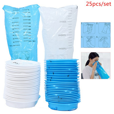 25pas Vomit Bags Disposable Emesis Bags for Nausea Relief Motion Sickness Motion Sickness and Motion Sickness Cleaning Bag