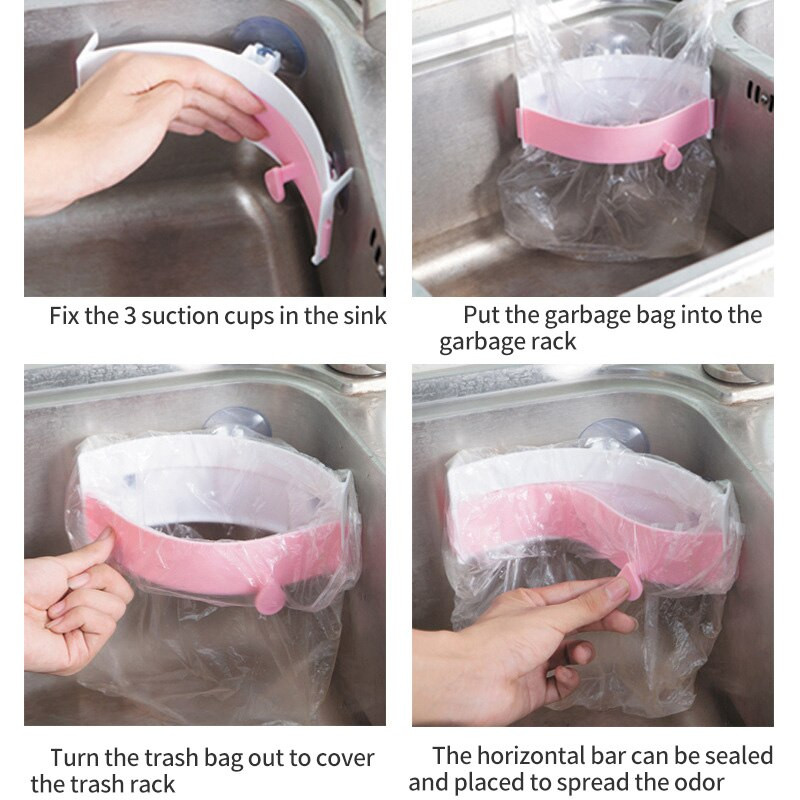 Virtuves un vannas istabas izlietne Atkritumu plaukts Vannas istaba Trīs piesūcekņi Izliekta izlietne var turēt atkritumu maisu plaukts Vannas istabas atkritumu spaile