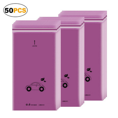 50gab/komplekts lipīgo automašīnu bioloģiski noārdāmo atkritumu uzglabāšanas maiss Vemšanas maisa pakarināms veids Var uzglabāt Daudzfunkcionāla atkritumu tvertne