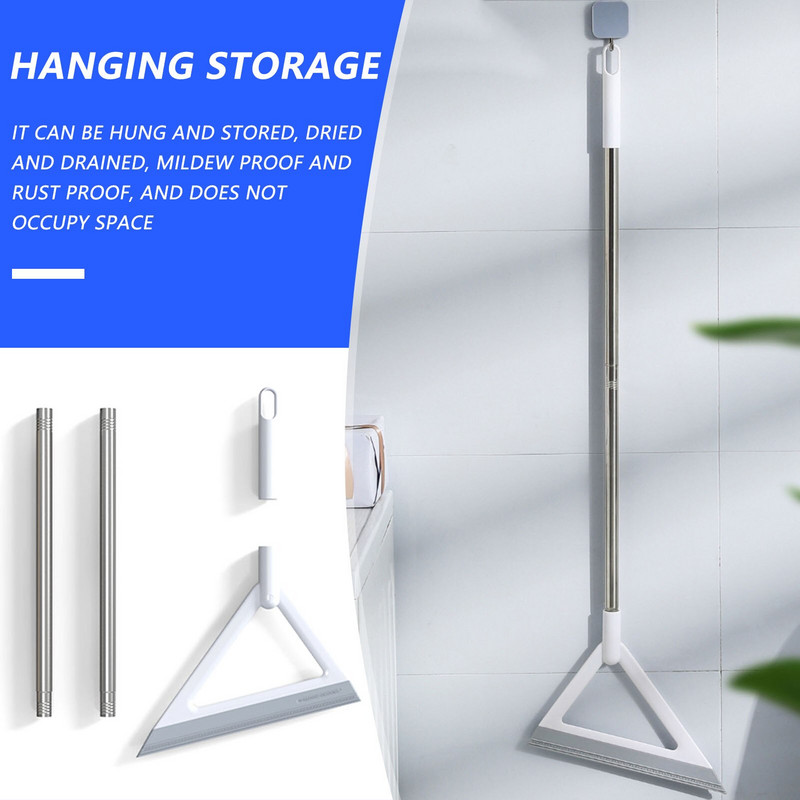 Πολυλειτουργική μαγική σκούπα υαλοκαθαριστήρα δαπέδου και παραθύρου Αποσπώμενη τριγωνική σκούπα για το σπίτι σαλόνι υπνοδωμάτιο Λαβή από ανοξείδωτο χάλυβα