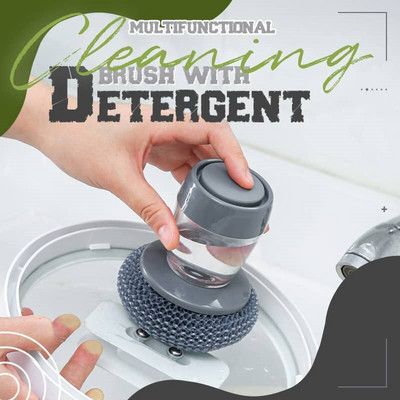 Kitchen Soap Dispensing Palm Brush Washing Liquid Dish Brush Soap Pot Utensils with Dispenser Cleaning Bathroom Cleaning Tools