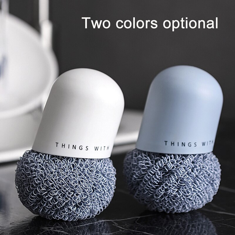 Acél drótgolyós tisztítókefe fogantyúval Konyhai tisztító eszköz edények mosogatásához Serpenyőtál súrolókorongok Praktikus kefe új