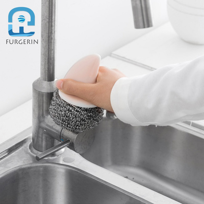 FURGERIN virtuves stiepļu birste nerūsējošā tērauda stiepļu bumbiņa Creative Shark formas skruberis mājsaimniecības tīrīšanas rīki virtuves sīkrīks