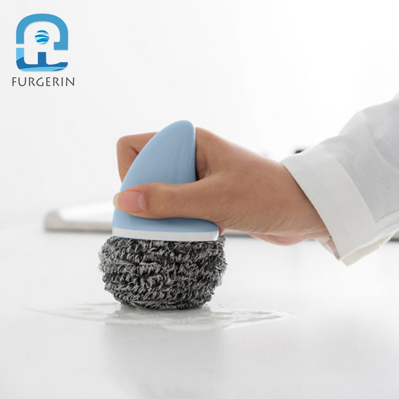 FURGERIN virtuves stiepļu birste nerūsējošā tērauda stiepļu bumbiņa Creative Shark formas skruberis mājsaimniecības tīrīšanas rīki virtuves sīkrīks