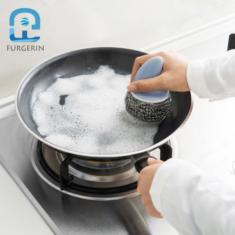 FURGERIN virtuves stiepļu birste nerūsējošā tērauda stiepļu bumbiņa Creative Shark formas skruberis mājsaimniecības tīrīšanas rīki virtuves sīkrīks