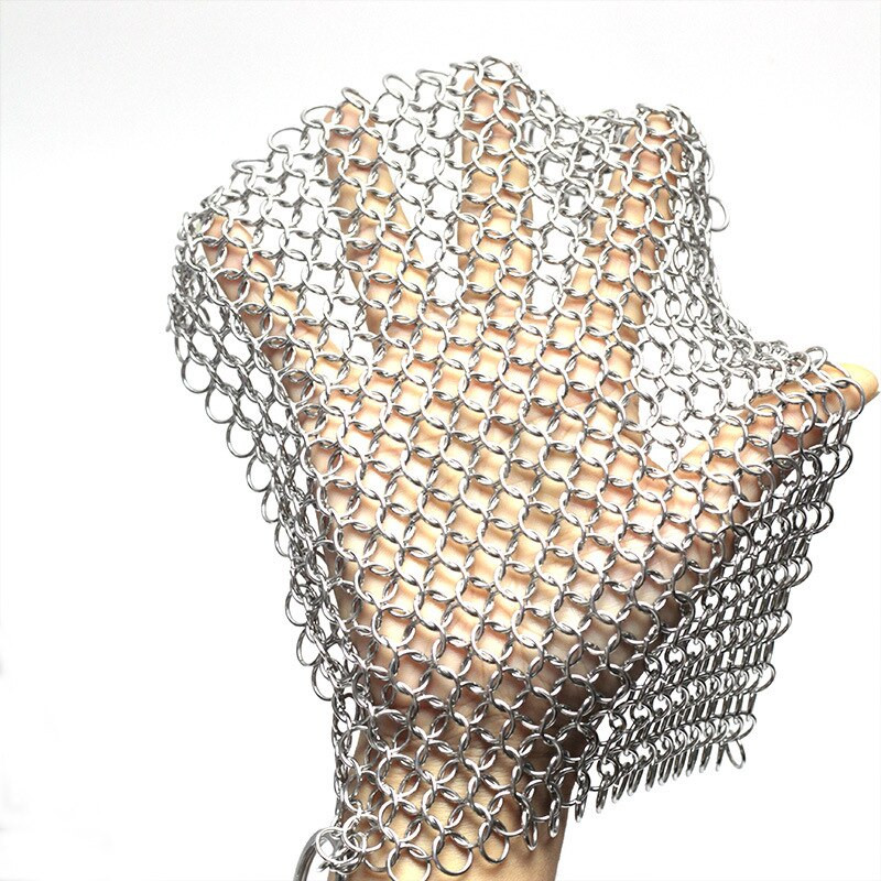 1 τεμ. Ασημένιο ανοξείδωτο ατσάλι καθαριστικό από χυτοσίδηρο Chainmail Scrubber για το σπίτι Μαγειρικά σκεύη Clean for Skillets Grill Pans Προμήθειες κουζίνας