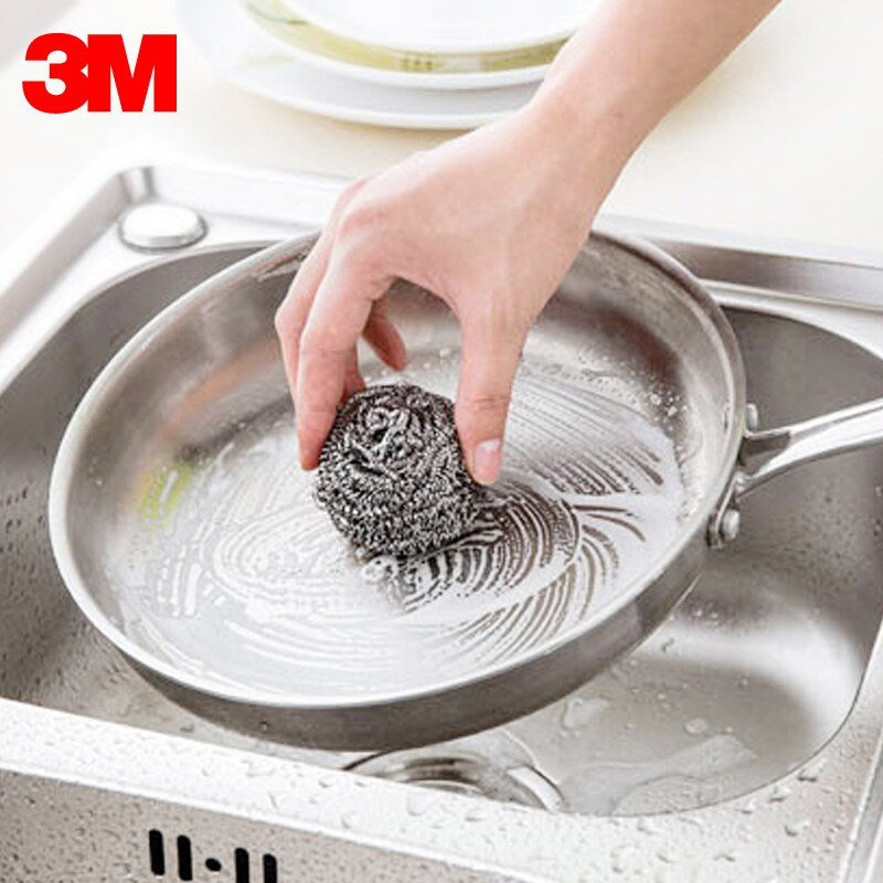 Acélgolyós kefe edény mosogatáshoz, házimunkához, konyhai tisztítószerekhez, rozsdamentes acél, forgács nélkül, 6 darab