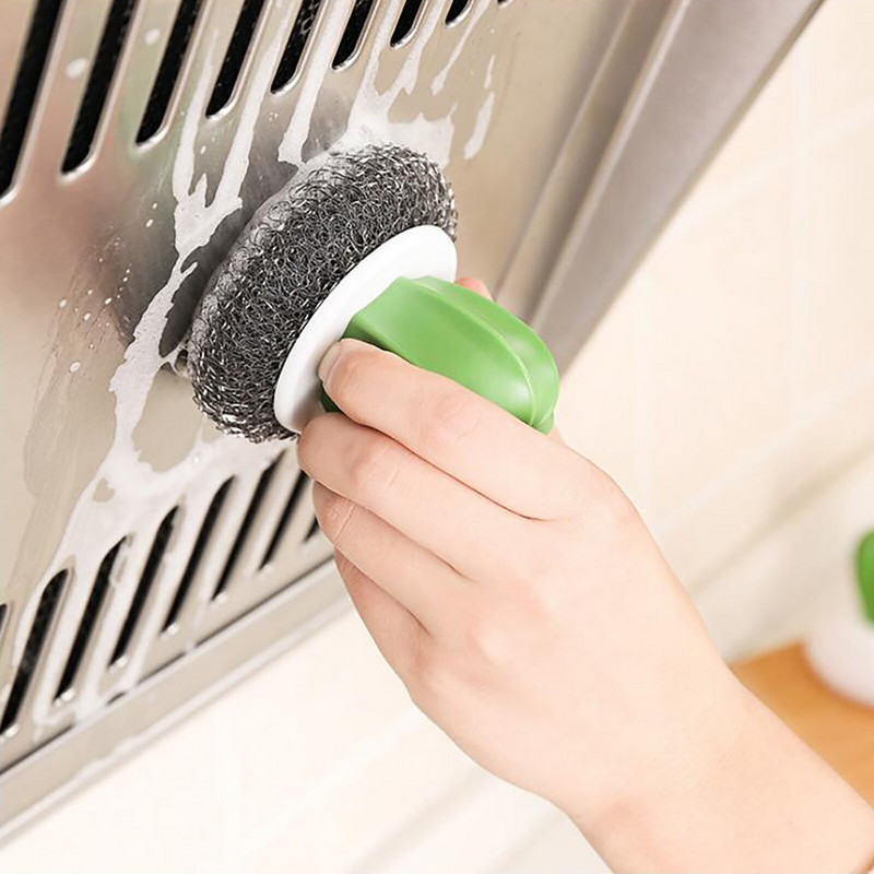 Nõudepesuhari Puhastuspall roostevabast terasest käsnhari käepidemega Cactus Potted Wire Sponge Ball Köögi puhastustööriist