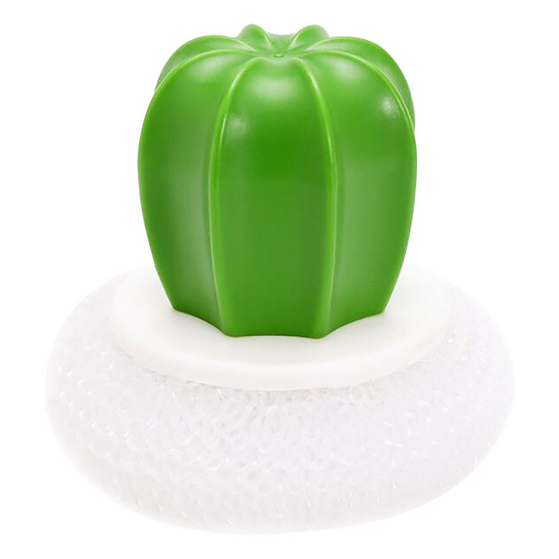 Nõudepesuhari Puhastuspall roostevabast terasest käsnhari käepidemega Cactus Potted Wire Sponge Ball Köögi puhastustööriist