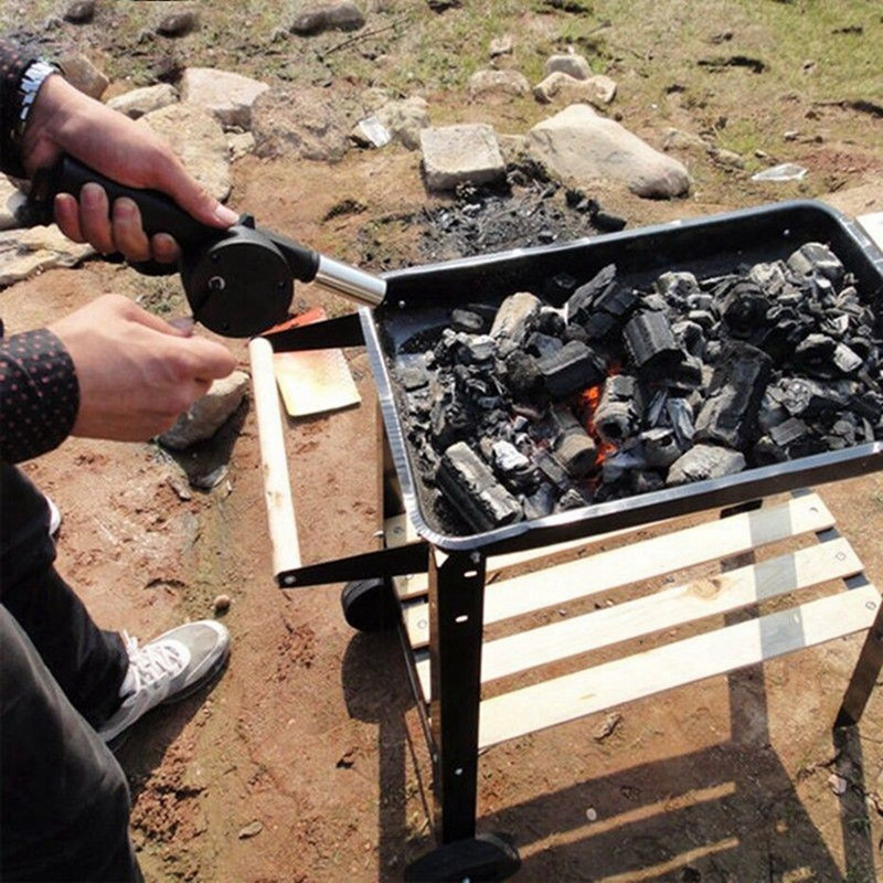 Āra bārbekjū ventilators Ar roku darbināms gaisa pūtējs Pārnēsājams grils ugunskura plēšas Instrumenti Piknika kempinga piederumi
