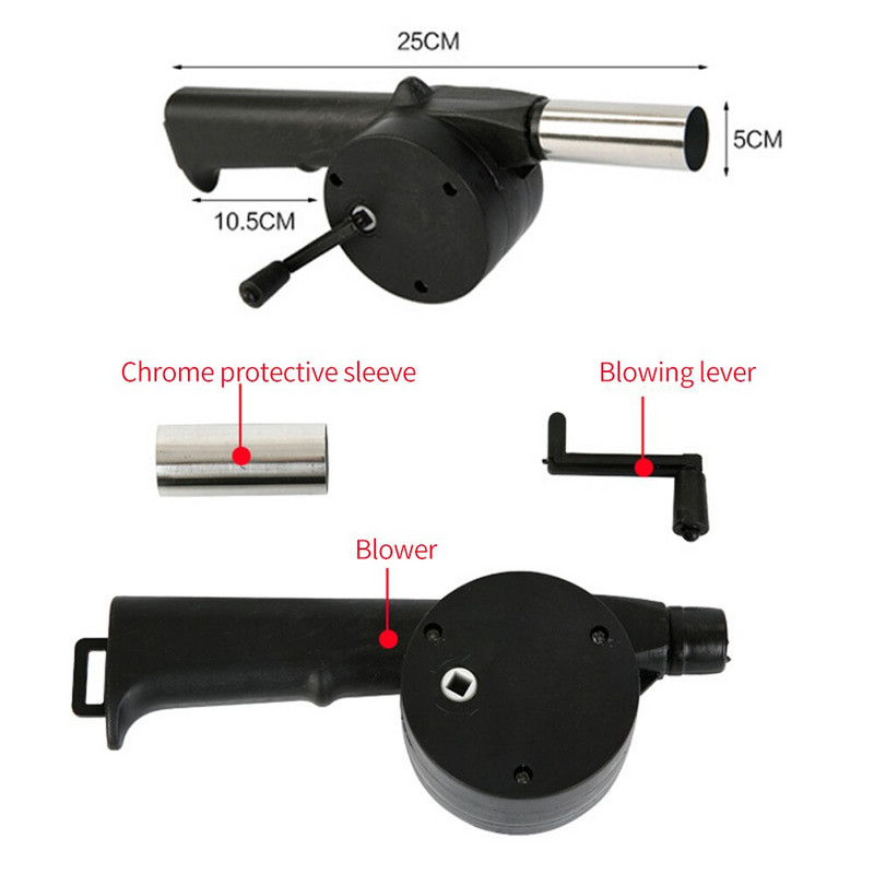 Ar roku darbināms gaisa pūtējs bārbekjū ventilators āra kempings ugunskura plēšas instrumenti piknika grils gaisa pūtējs gatavošanas piederumi