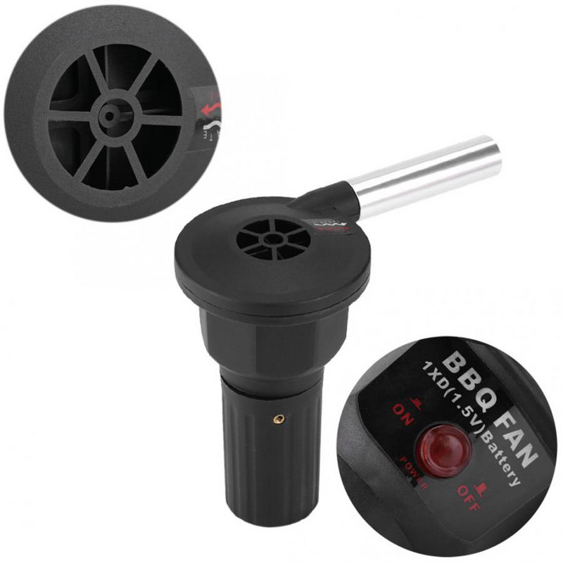 Nešiojamas baterijomis maitinamas kepsninės ventiliatorius, skirtas lauko stovyklavimui iškylai, anglies kepsninės kepsninės priedai