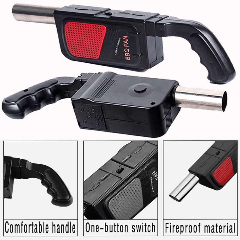 Elektriskais bārbekjū ventilators Grila gaisa pūtējs āra gatavošanai Grila grila komplekts piknika rīks Rokas elektriskais grila ventilators Kempinga piederumi