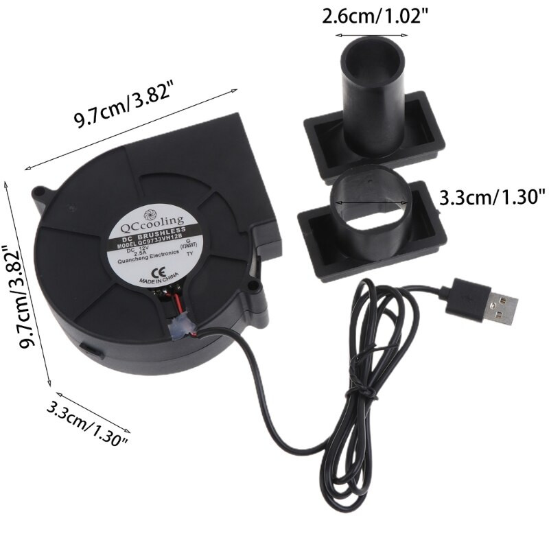 5V USB BBQ Gaisa pūtējs Grili gatavošanas ventilators Kūpinātājs Ventilators Kokogles Ugunsgrēka iedarbināšanas BBQ pūtējs 97x97x33mm DC9733 2800rpm GXMA