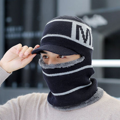 Vīriešu ziemas cepure ar dūnu un šalli