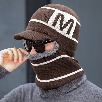 Vīriešu ziemas cepure ar dūnu un šalli