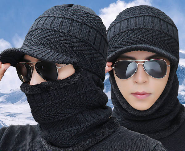 Vīriešu ziemas cepure ar dūnu un šalli