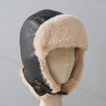 Ανδρικό χειμωνιάτικο καπέλο με επένδυση από οικολογικό δέρμα