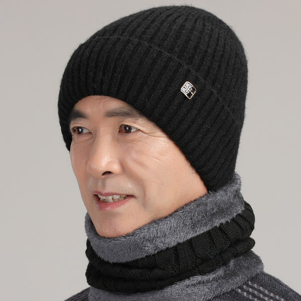 Σετ καπέλο και κασκόλ με χοντρή βελούδινη επένδυση