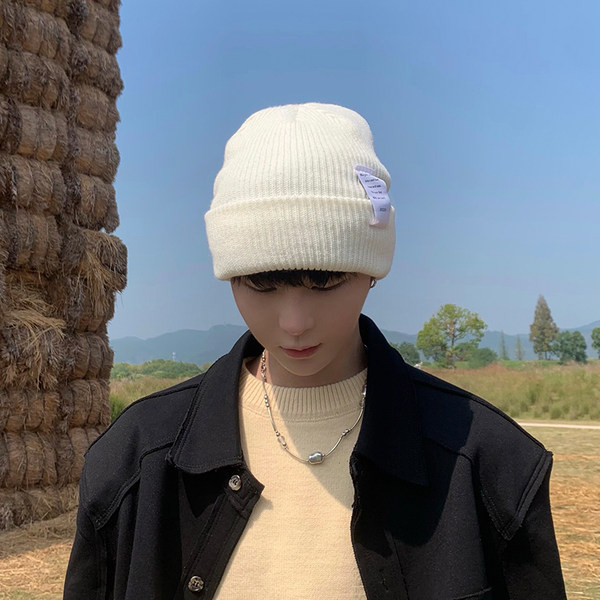 Vīriešu ziemas adīta cepure ar logotipu jauns modelis