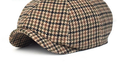 Retro kockás férfi svájcisapka napellenzővel