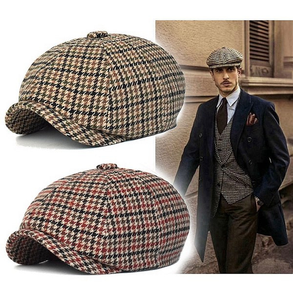 Retro kockás férfi svájcisapka napellenzővel