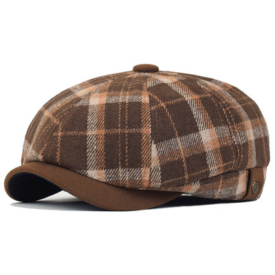 Retro vīriešu cepures rūtains raksts ar vizieri
