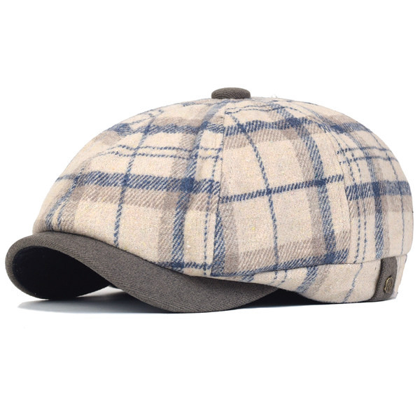 Retro vīriešu cepures rūtains raksts ar vizieri
